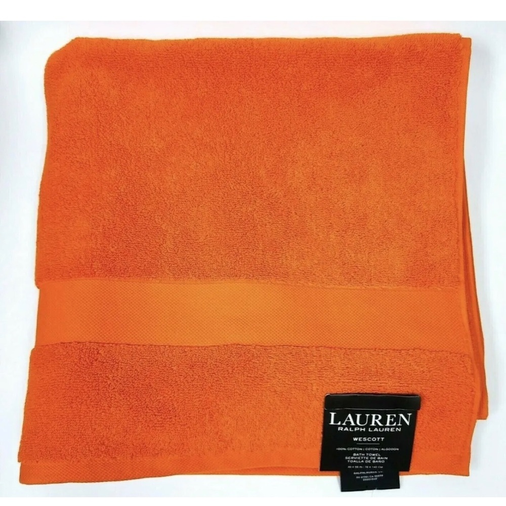 RALPH LAUREN WESCOTT Summer Orange Premium Soft Cotton Bath Towel 30"x 56” NWT - Picture 4 of 9